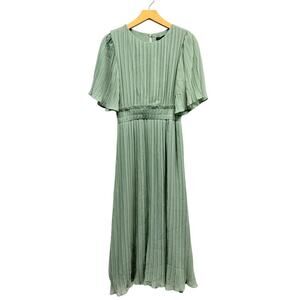 Zara Pleated Chiffon Midi Dress in Sea Green size Small NWT